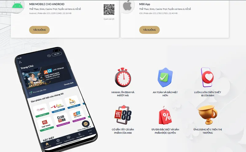 Cách tải ứng dụng nhà cái M88 về điện thoại
